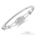 Three Stone Setting Diamond Bangle Bracelet