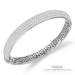 Solid 18k White Gold Pave Diamond Bangle